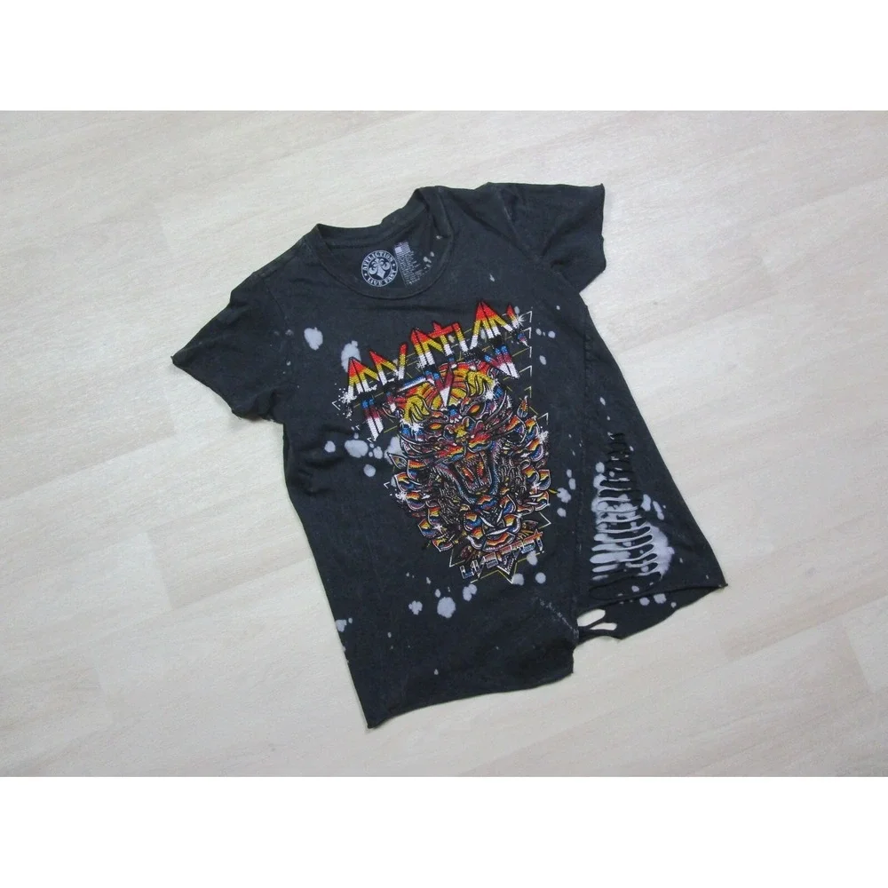 Vintage Affliction Live Fast Womens T-Shirt (XS) Distressed Y2K Dragon Mall Goth